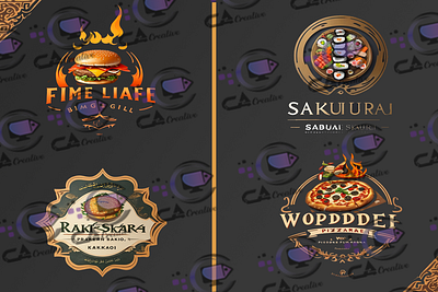 Creative Food Brand Logo Set. 3d branding design graphic design illustration logo typography ui ux vector