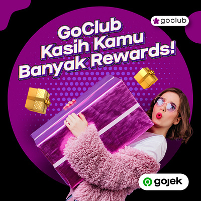 Carousel for GoClub Monthly Campaign 80s 90s circles graphic design motion graphics pop popart purple