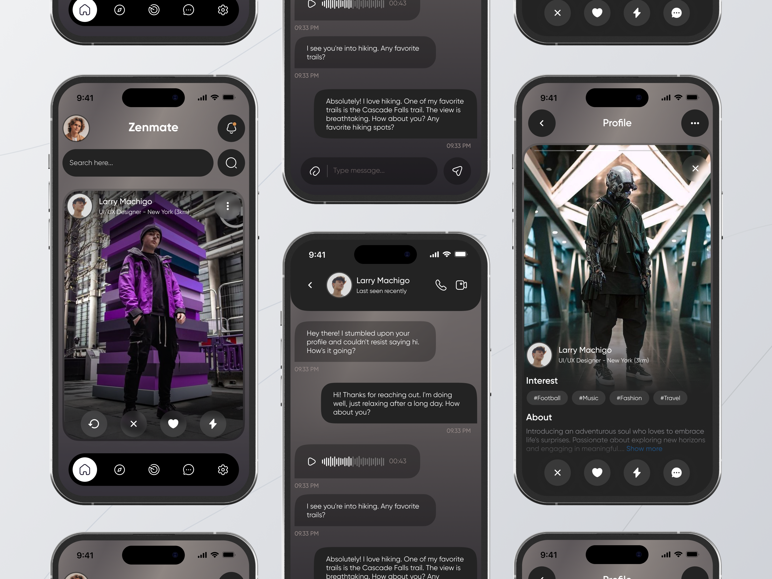 Zenmate - Dating Mobile App bumble chat chatting dating dating app design finder match match finder matching messenger app mobile mobile app mobile app design mobile ui relationship social media app tinder ui ux