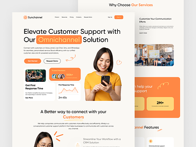 Sunchannel - Omnichannel Customer Support ai artificial intellegent automation bot chat bot customer customer support design exploration landing page landingpage omnichannel ui uidesign user interface