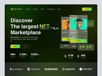 NFT - Marketplace Website branding design illustration marketplace metamask mobile nft nftdesign nftmarketplace smartcontract ui ui design uidesign ux uxdesign website