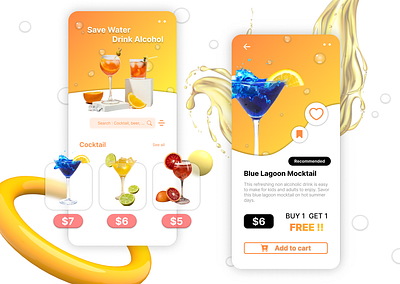 Mocktails Mobile Apps UI Design app branding design graphic design illustration logo typography ui ux vector