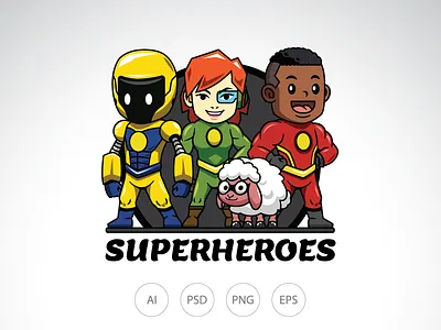 SuperHeroes Logo Template design logo logo design logo template robot logo sheep logo superhero superhero logo superheroes superheroes logo template villain