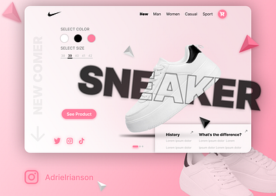 BlackPinkWhite Sneaker Website Concenpt - UI Design app branding design graphic design illustration logo typography ui ux vector