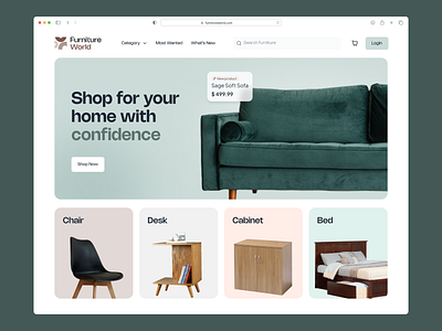 FurnitureWorld - Ecommerce Hero Section Design Exploration design desk desktop e commerce ecommerce furniture hero section homepage marketplace sofa ui uiux upscalix ux web design website