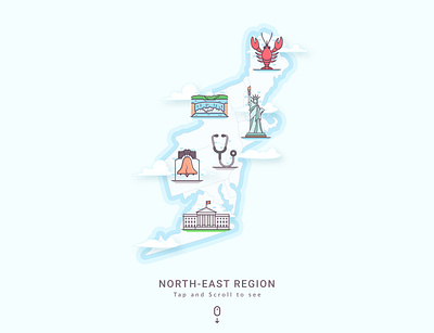 North-East Odyssey: Landmark Icon Illustration america map creative icons flat icon flat vector illustrations icon design icon illustration iconic landmarks iconography landmark icon illustration landmark icons liberty bell lobster maine map illustrations niagara falls statue of liberty stethoscope vector icons vector illustration white house