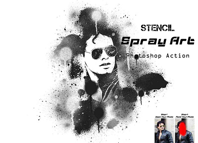 Stencil Spray Art Photoshop Action adobe photoshop