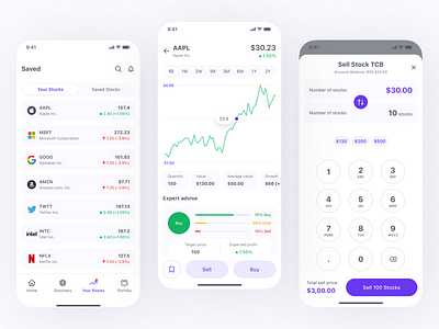 Stock Investment App app design finnace fractional share mobile stock ui ux