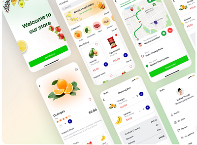 Vegetable & Fruits Selling App app design graphic design illustration typography