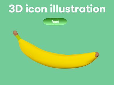 FOOD 3D Icon - banana 3d 3d icon 3d illustration 3d object food