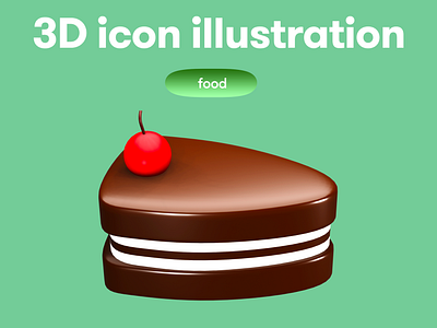 FOOD 3D Icon - cake 3d 3d icon 3d illustration 3d object cake food