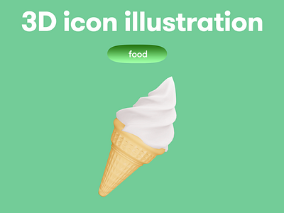 FOOD 3D Icon - ice cream cone 3d 3d icon 3d illustration 3d object fiid ice cream cone