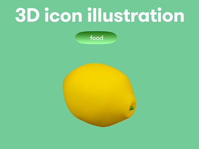 FOOD 3D Icon - lemon 3d 3d icon 3d illustration 3d object food lemon