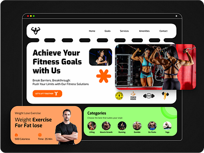 Fitness Web Site Design: Landing Page / Home Page clean ui design illustration landing page design minimalist minimalistic responsive design responsive web design ui uiux design