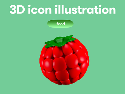 FOOD 3D Icon - raspberry 3d 3d icon 3d illustration 3d object food raspberry