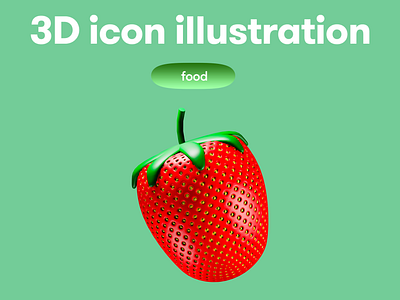 FOOD 3D Icon - strawberry 3d 3d icon 3d illustration 3d object food strawberry