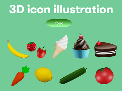 FOOD 3D Icon set 3d 3d icon 3d illustration 3d object food icon set