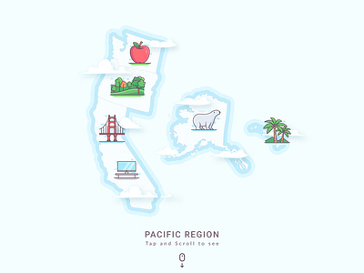 Pacific Paradise: Landmark Icon Illustration america map apples computer creative icons flat icon flat vector illustrations forest golden gate bridge icon design icon illustration iconic landmarks iconography landmark icon illustration landmark icons map illustrations palm tree polar bear vector graphics vector icons vector illustration