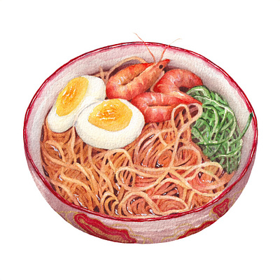 Egg Noodle foodillustration handpainted illustration realisticpainting watercolor