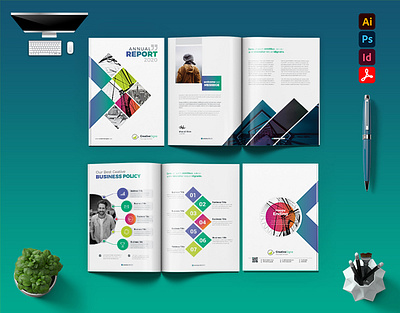 Annual Report Template trifold ui word