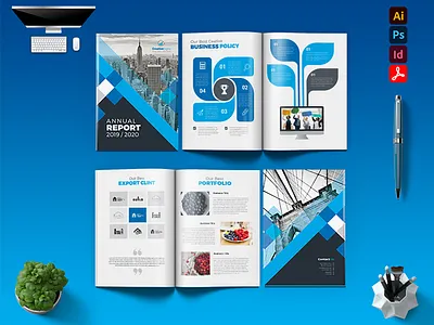 Annual Report Template graphic design trifold word
