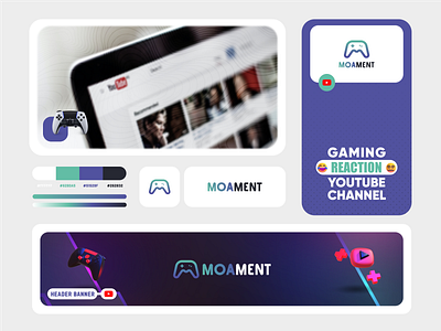 🎮 MOAment youtube channel banner brand design branding controler design game gaming l logo logotype minimal modern typography youtube