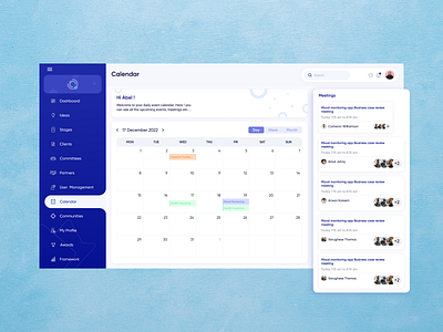 Calendrer Design with Meeting Details ui