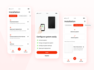 Device installation app concept app commissioning installation mobile ui ux
