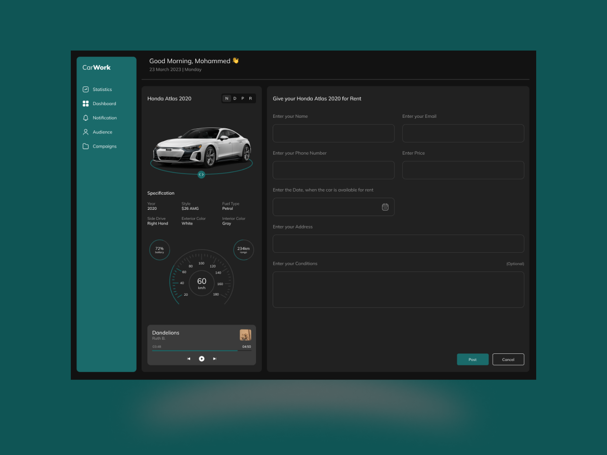 Car Rental Dashboard 🚗 by Mohammed on Dribbble