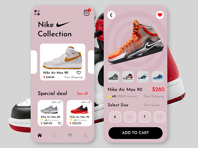 Nike Sneakers Shopping UI Design 3d adobe animation branding designer figma google graphic design logo mobile ui design motion graphics nikesneakers photoshop ui ui design