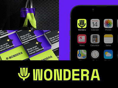 Wondera - Social karaoke platform app brand branding business card graphic design illustration karaoke logo merch motion motion graphics poster
