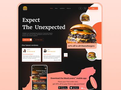 MeatLovers™ - food delivery service landing page agency app branding design digital marketing exclusive food food delivery graphic design hamburger landing page mobile app ui uiux ux web design