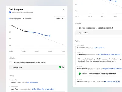 Stratis UI - Sidebar app chart clean design graph history interface manage minimal overlay panel progress sidebar task timeline ui ui design ux ux design web