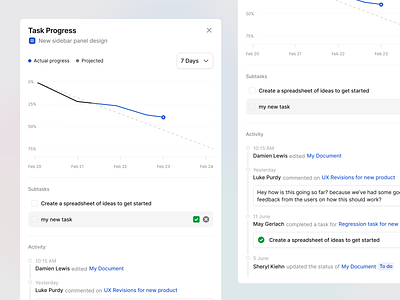 Stratis UI - Sidebar app chart clean design graph history interface manage minimal overlay panel progress sidebar task timeline ui ui design ux ux design web