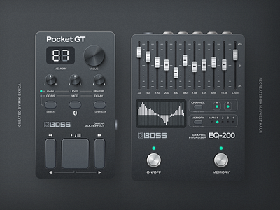 BOSS Guitar Plugin design design challenge designer dials guitar guitar plugin music music lovers plugin product design realism realistic realistic design shadows sound sound box sound tech ui ui design ux