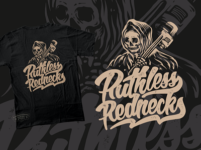 Reaper Hold Wrench american americandesign bluecollar branding customlettering dark art grimreaper handdrawn handlettering hard work illustration lettering logotype reaper skull tees tshirtdesign typography vintagedesign wrench