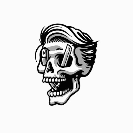 Barber Skull Logo Process barberbrand branding character design character logo character mascot design esports gaminglogo graphic design illustration mascot mascot logo skull barber skull logo skull mascot vintage design vintage logo