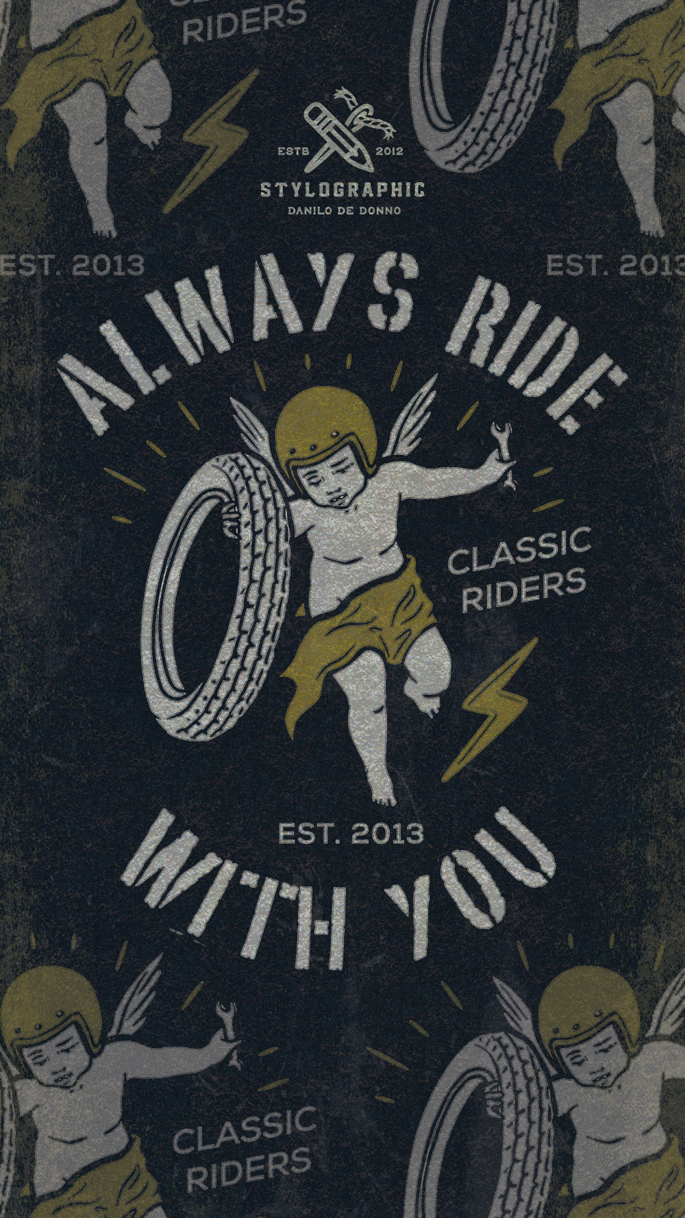 Always ride with you always ride with you angel design biker cafe racer print cafe racer tshirt custom garage helmet motorcycle motorcycle addicted motorcycle print print apparel print design tire typography vintage vintage motorcycle print vointage caferacer print