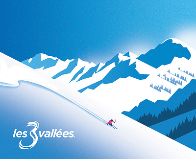 Ski Pass design for the ski resort operator Les 3 Vallées alps branding design illustration packaging ski france ski illustration
