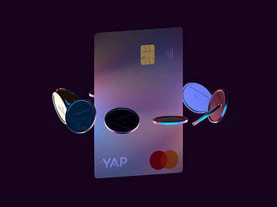 YAP Digital Card and Coins 3d after effects animation bank design digital fintech flow glow mograph mops motion graphics redshift render