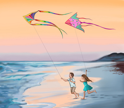 Sun set at the beach design graphic design illustration vector