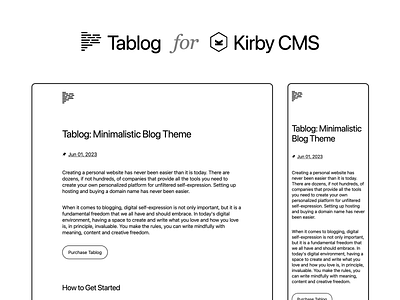 Tablog Theme June 2023 Update blog design kirbycms minimal minimalism minimalistic template theme typography ui webdesign website