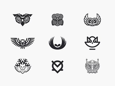 Owl Logo Collection animal behance bird brand branding chost collection cute flat for sale hearth leaf logo mark nagual design owl simply snow tottem