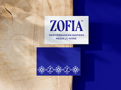 Zofia Cards blue business card card catering floral food health logo mediterranean mezza nature ornament pattern restaurant sea texture tile
