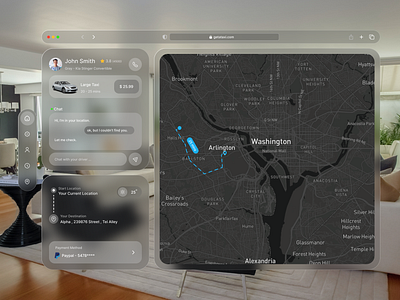Get Taxi Vision OS - Spatial UI Design - Apple Vision Pro apple apple new product apple vision pro applevisionpro clear design get taxi online minimal spatial ui taxi ui ui design ux vision web design