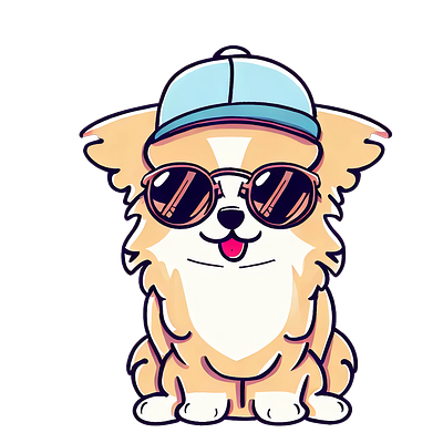 Cute sunny dog animal branding graphic design illustration
