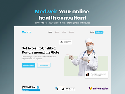 Medweb your health consultant figma landing page landing pages mokeup ui web web design web ui website wireframes