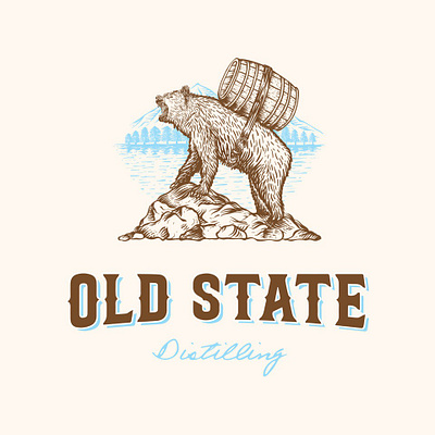 Whisky logo alcohol bear bold handdrawn illustrate liquor logo masculine nature retro vector vintage whisky