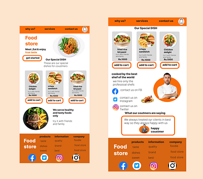 Food store web design app design ui uiux design user interface web design