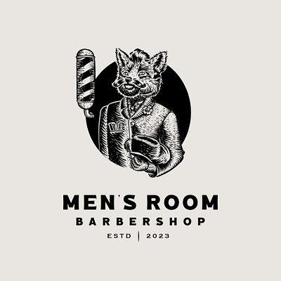 Barbershop logo barbershop bold classic fox gentlemen illustration logo masculine retro suit vector vintage